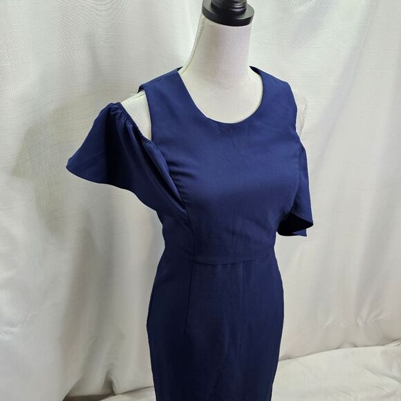 Bardot Navy Blue Cold Shoulder Jessie Dress Size 6 - Picture 7 of 11